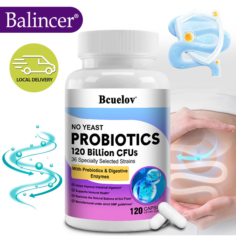 Bcuelov อาหารเสริมโปรไบโอติก สําหรับผู้ใหญ่ - รองรับระบบย่อยอาหาร สุขภาพ และระบบภูมิคุ้มกัน - โปรไบโอติก 120 พันล้าน CFU