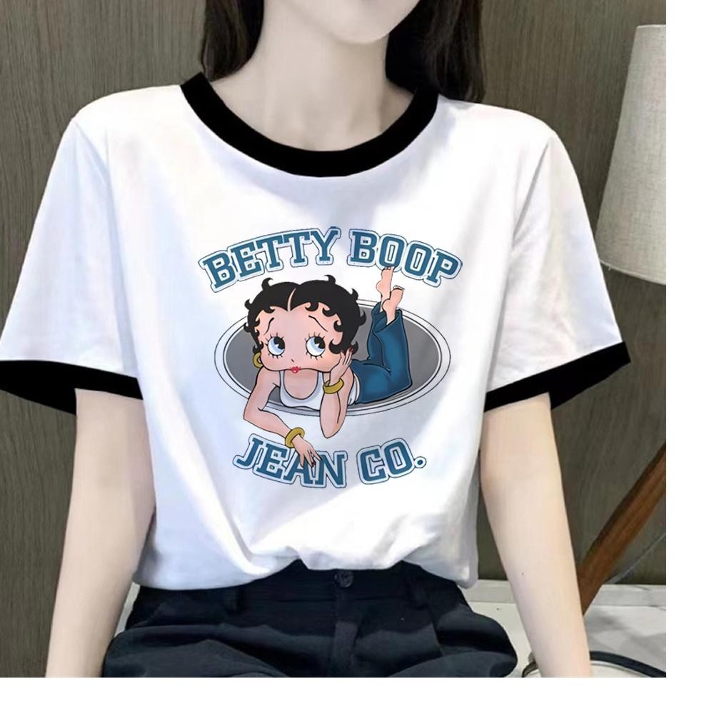 เสื้อยืด พิมพ์ลายมังงะ Betty Boop สไตล์ฮาราจูกุ สําหรับผู้หญิง
