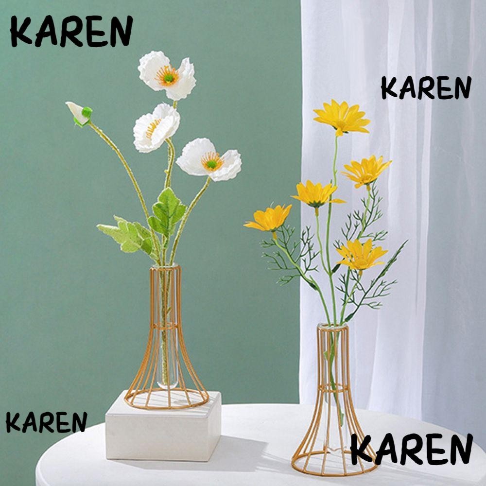 Karen แจกันแก้ว หลอดทดลอง โลหะ สําหรับตกแต่งบ้าน