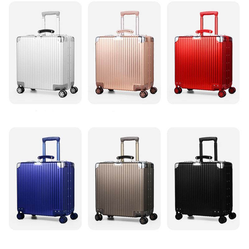 18-Inch Computer All-Aluminum Magnesium Alloy Check-in Suitcase Male and Female Students Small Trolley Case All-Metal Su
