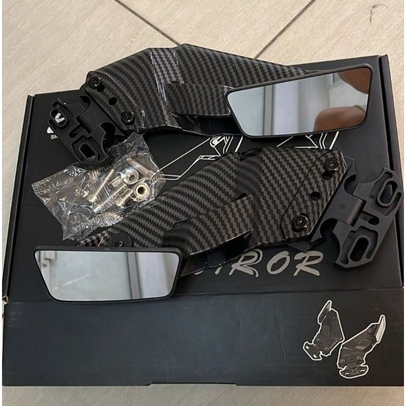 กระจกมองหลังตามภาพ New AERO H2 กระจกมองหลังคาร์บอนไฟเบอร์ Fairing Ninja Gsx R15 R25 CBR BMW ETC ใหม่ AERO H2 กระจกมองหลังคาร์บอนไฟเบอร์ Fairing Ninja Gsx R15 R25 CBR BMW ETC