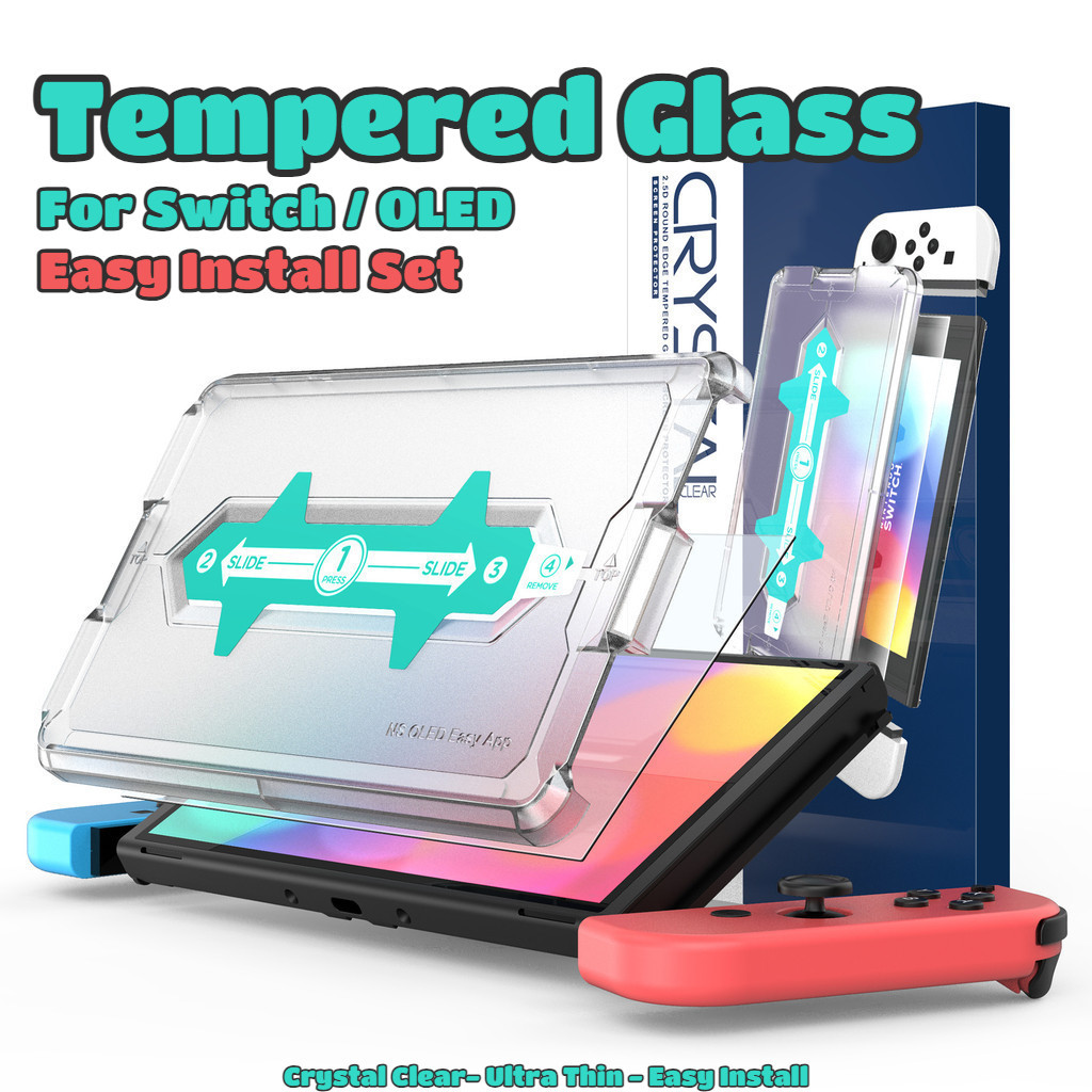 สวิตช์กระจกนิรภัยติดตั้งง่ายสําหรับ นินเทนโด สวิตช์ 1/ 2/ OLED สต็อกท้องถิ่นพรีเมี่ยมป้องกันหน้าจอ