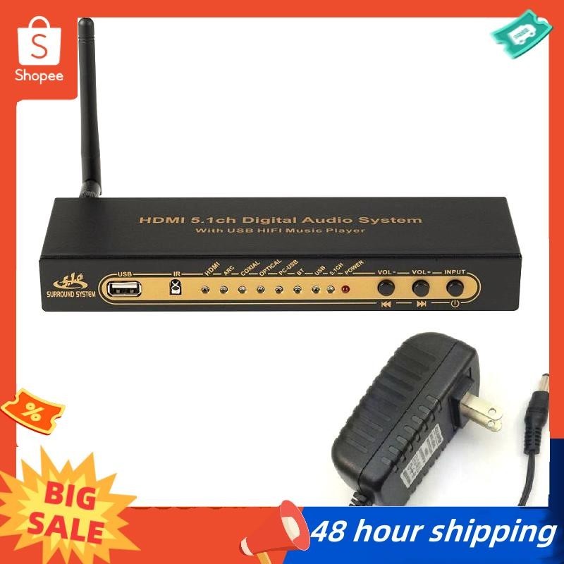 พร้อมส่ง ตัวถอดรหัสเสียง HD851BT 5.1 HDMI 4K ARC SPDIF ออปติคอลแยก พร้อมบลูทูธ ปลั๊ก US