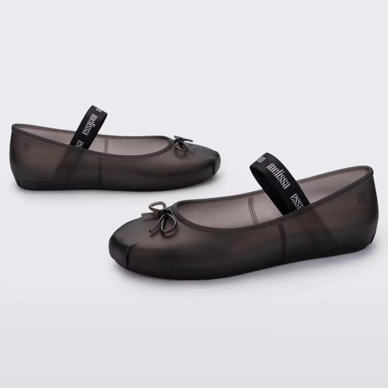 รูปแบบใหม่NewMelissaˉBow Pumps Ballet Slipper Simple Flat Square Head Gel Shoes