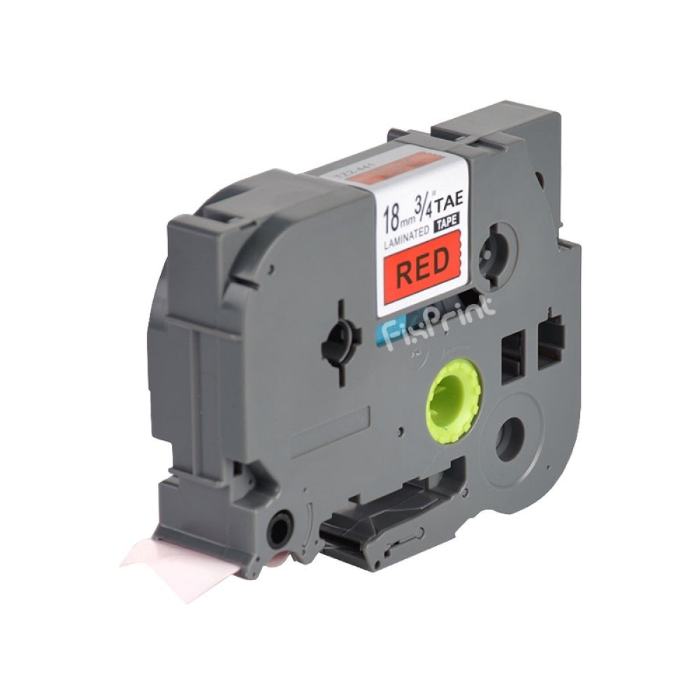 ใช้งานร่วมกับป้ายเทปลามิเนต TZE-441 18 มม.X 8 M สีดําบนสีแดง Cassette Printer Bro PT-D450 PT-E300VP 