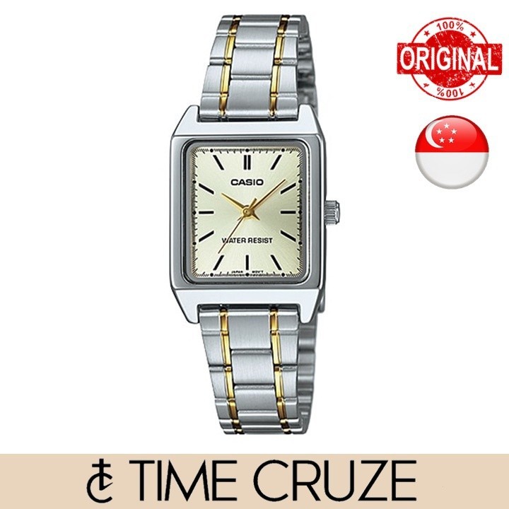 [Time Cruze] Casio LTP-V007 นาฬิกาข้อมือ สายสแตนเลส ทูโทน สําหรับผู้หญิง LTP-V007SG-9EUDF LTP-V007SG-9E