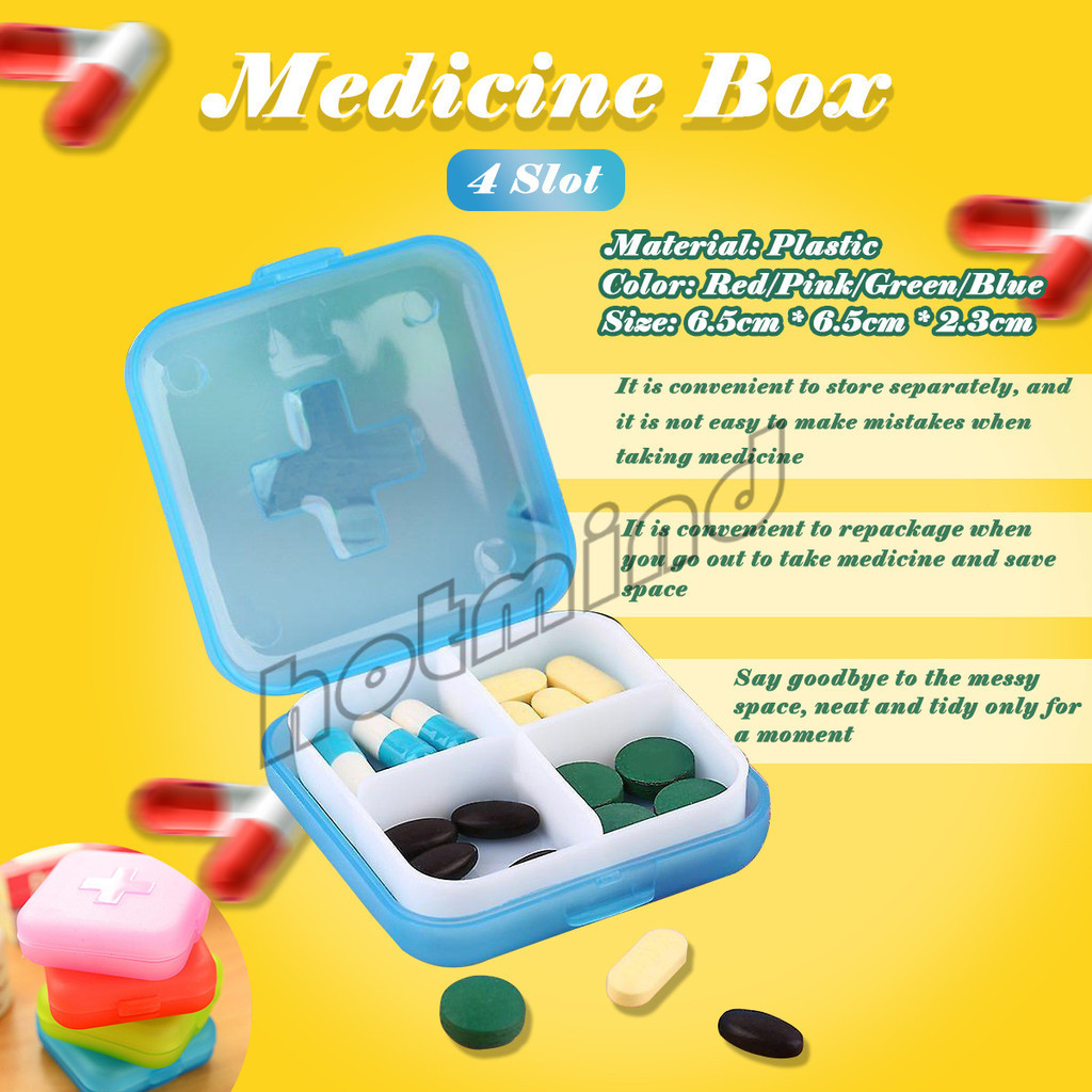 HD กล่องยา มินิ กล่องสีสันลูกกวาด หลายช่อง กล่องยาแบบพกพา Cross-packing pill box