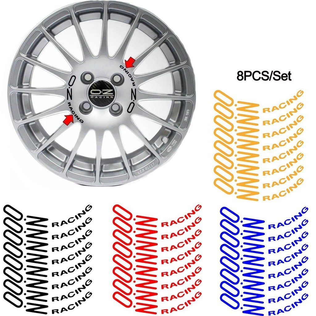 8 ชิ้น/เซ็ต OZ Racing รถสติกเกอร์ล้อสําหรับ OZ Rally Racing ล้อ Spoke สติกเกอร์สีดํา Universal Auto Tunning อุปกรณ์เสริมสะท้อนแสง Waterproofingdecal