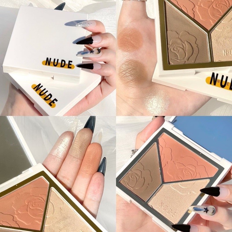 S-32🌟Nnuedwe พาเลทไฮไลท์ชิมเมอร์3in1เน้นและปรับโทนสีผิวให้สว่างขึ้น  เหมาะกับทุกสีผิว เกลี่ยให้เป็นธรรมชาติ มีความแวววาว - รูปที่ 5