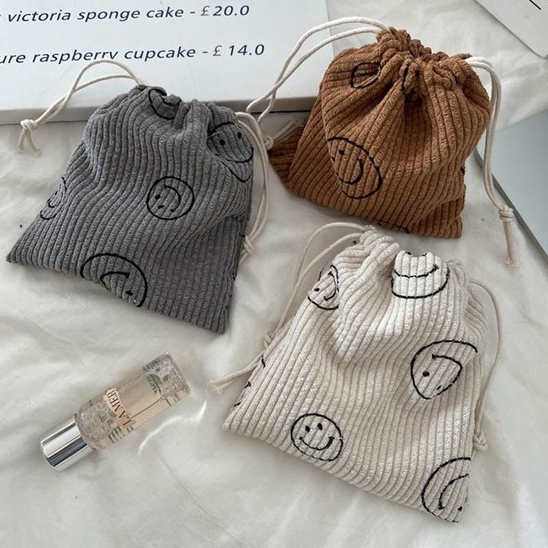 พร้อมส่ง🇹🇭 A029 ถุงหูรูด กระเป๋าผ้าหูรูด อเนกประสงค์ แบบพกพา ผ้าลูกฟูก สําหรับใส่เครื่องสําอาง