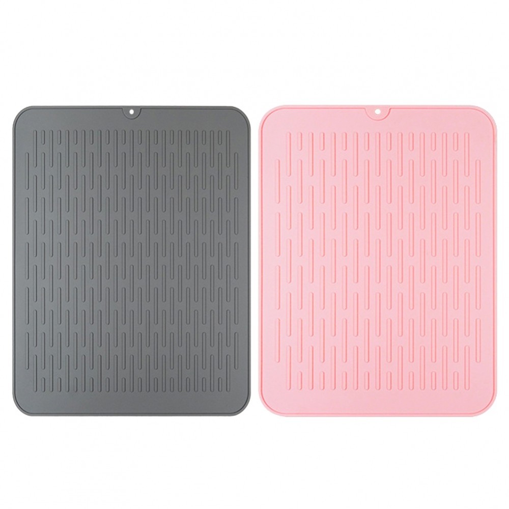 New Arrival~Non Slip Silicone Dish Drying Mat with Drain Hole Heat Resistant Space Saver