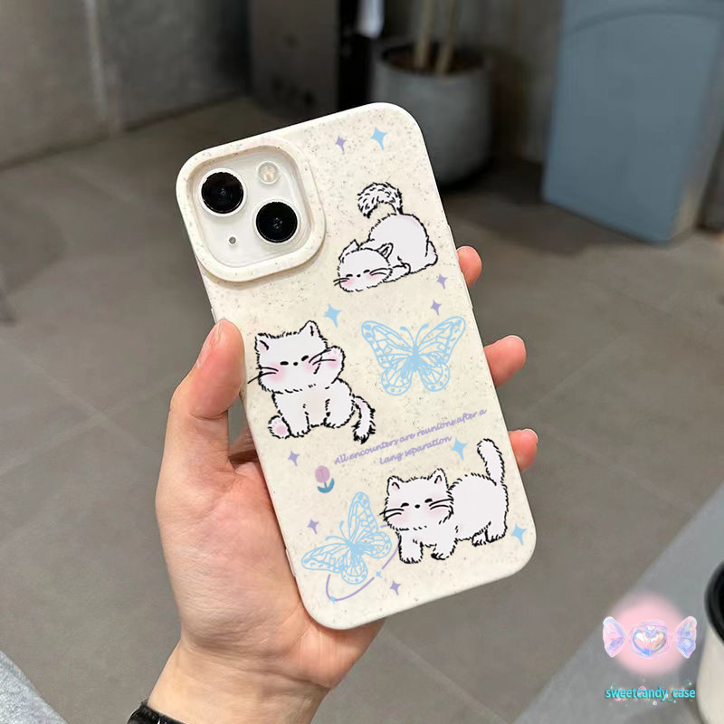 เคสโทรศัพท์ ส่งจากไทย For iPhone 7 8 15 14 Plusผีเสื้อX XR XS 14 7 8 11 12 13 Pro Max SE 2020 12 13 MINIลูกแมวข้าวสาลี