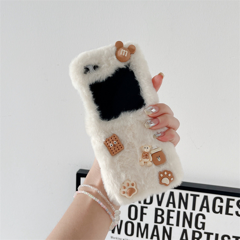 เคสโทรศัพท์มือถือแบบแข็ง ขนปุย ลายหมี 3D สําหรับ Samsung z flip 6 5 4 3 Case z Flip5 zflip5 Galaxy z flip 2 1 ราคา ถูกที่สุด ดีลบีเคเค แกลเลอรีภาพที่ 3