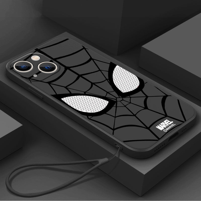 ปลอก iPhone 13 13 pro 13 pro max 14 pro 14 pro max 14 plus เคสโทรศัพท์แฟชั่นแบรนด์ Marvel Cool Spider-Man Eyes ความงามซิลิโคน TPU Soft Shell ดีไซน์ใหม่กันกระแทก CASE