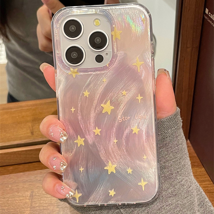 เคสโทรศัพท์มือถือ กันตก ป้องกัน ลายดาว ไล่โทนสี สไตล์เกาหลี สําหรับ iPhone 13 15 Promax 14 13 12Mini 12 Pro 11 Super Cool 13 Pro YS