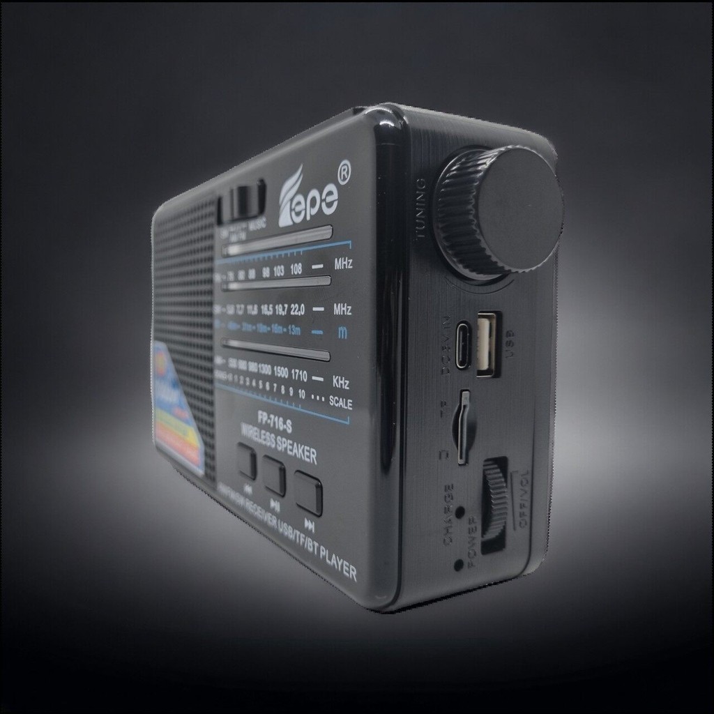 "พร้อมส่ง" ลำโพงบลูทูธ/วิทยุโซล่าเซล (FP-716-S) ขนาดพกพาสุดคุ้ม!! พกพาสะดวก แถมฟรี สายชาร์จ