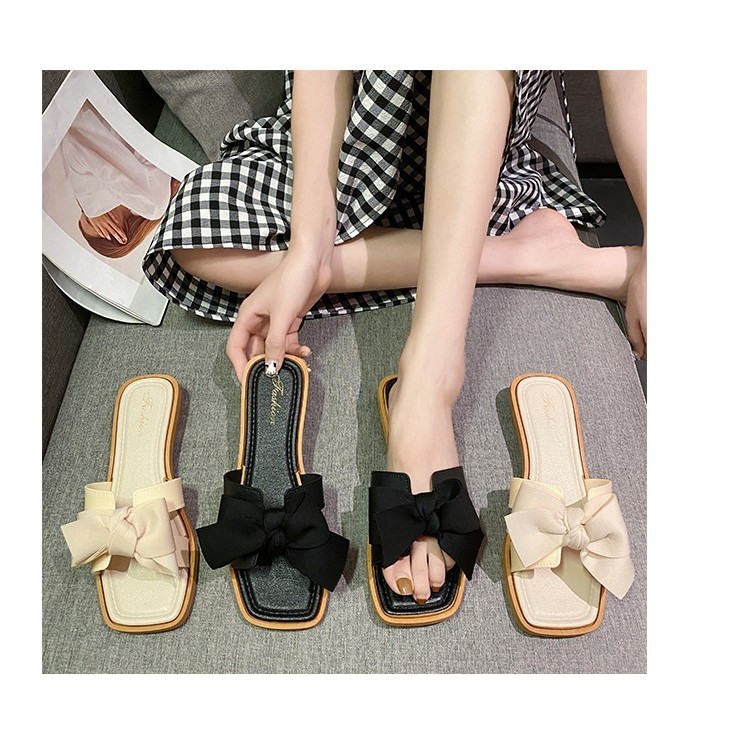 พร้อมส่ง (LT-UIN) รองเท้าแตะผู้หญิงโบว์ใหญ่