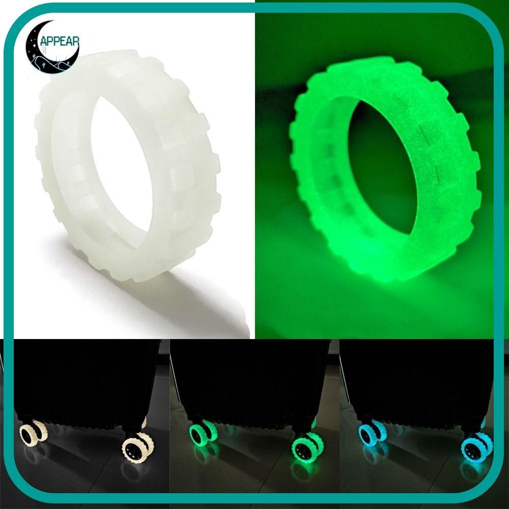 Appear ฝาครอบล้อกระเป๋าเดินทาง ซิลิโคนเรืองแสง ลดเสียงรบกวน กันรอยขีดข่วน 8 ชิ้น