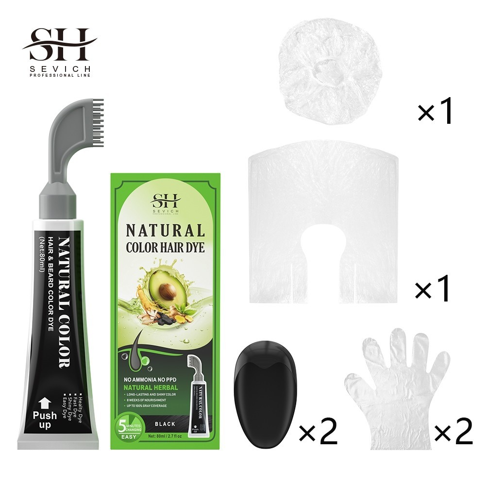 Sevich ครีมย้อมสีผม อะโวคาโด ธรรมชาติ แชมพู ผลไม้ สีดํา 5 นาที สีย้อมผม 80 มล. - รูปที่ 2