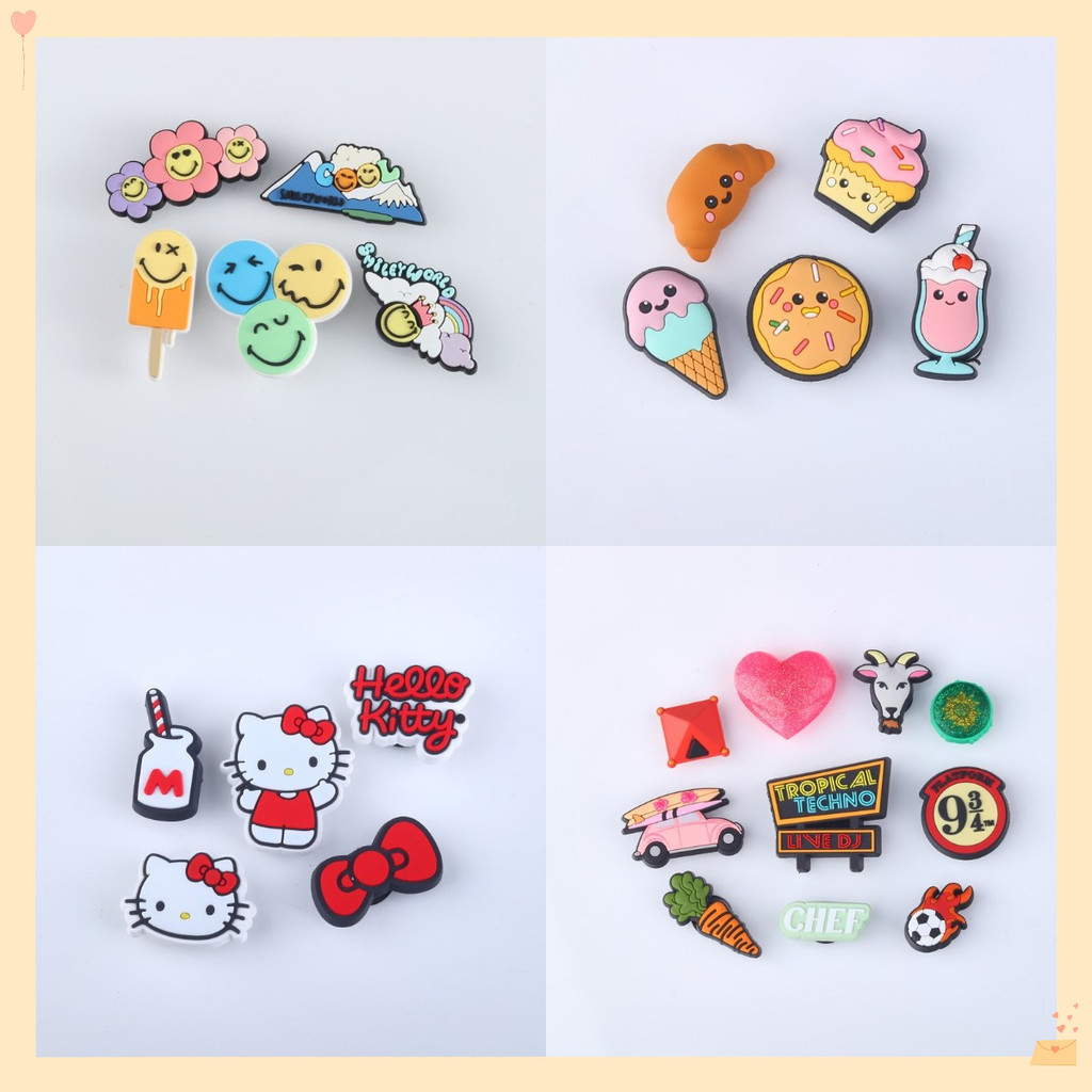 Crocs JIbbitz ตัวติดรองเท้า ลายการ์ตูน ดอกไม้น่ารัก ถอดได้ DIY