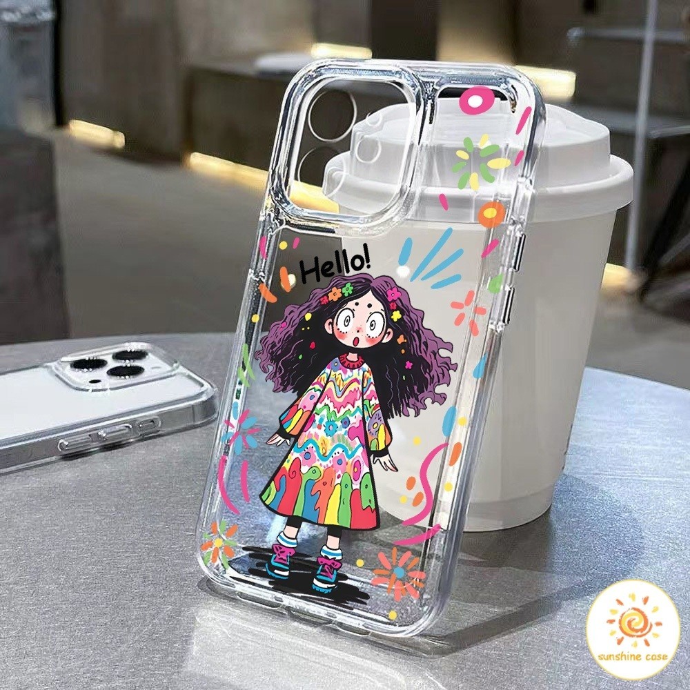 เคสโทรศัพท์มือถือลายการ์ตูนสาวน่ารักแบบใส ไอโฟน11 For iPhone12 13 14 15Pro MAX X XS XR XS 7 8Plus SE เคสโทรศัพท์แอปเปิ้ล