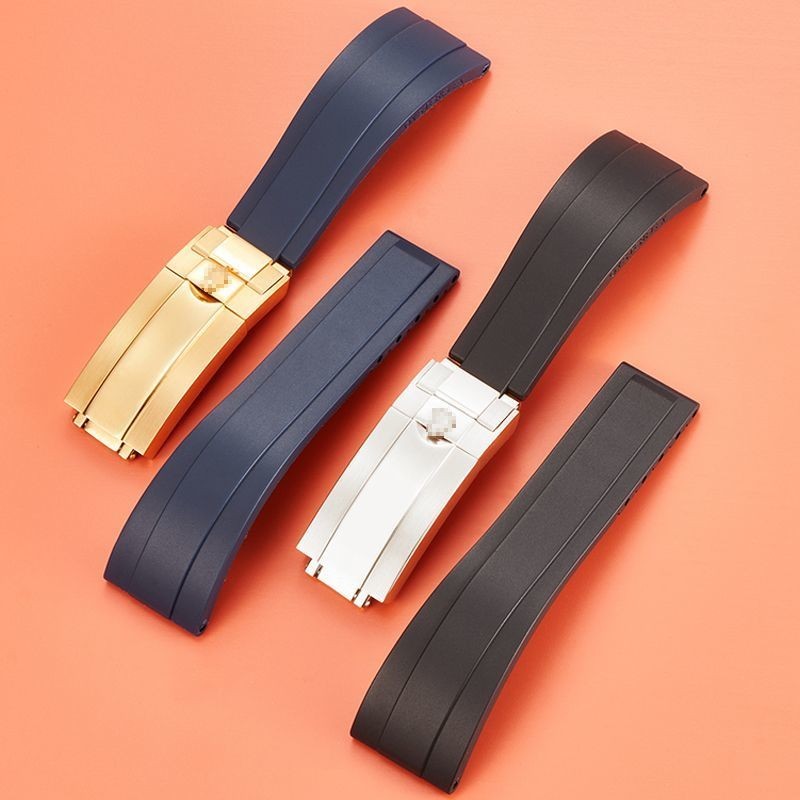 เหมาะสำหรับสายนาฬิกา Rolex Original Dytona Rubber Yacht Mingshi Log สร้อยข้อมือซิลิโคนผีน้ำสีดำและสี