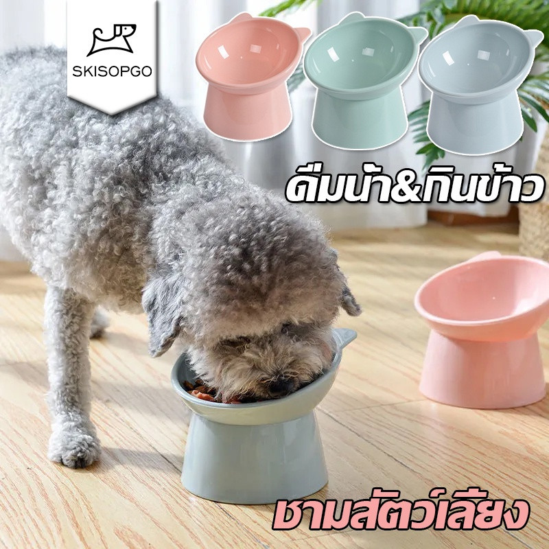 SKISOPGO COD ชามอาหารสัตว์ ทรงเอียง อุปกรณ์ให้อาหารสัตว์