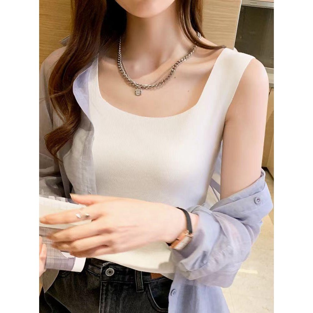 เสื้อกล้ามไหมพรม แขนกุด ผ้าไหมพรมทอแน่น ผ้าใส่สบายมากๆ 8สี พร้อมส่ง #L025