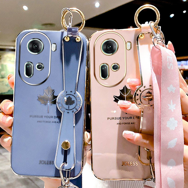 ปลอกoppo Reno11 F Reno11 Pro 5G 11F F25 Pro 5Gสายรัดข้อมือใบเมเปิ้ลยอดนิยมTPU Soft Case