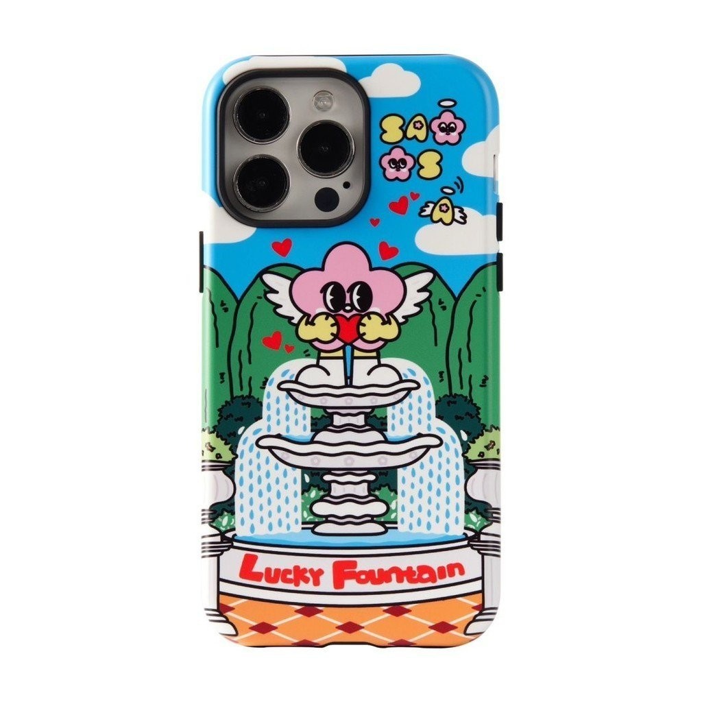 เคสป้องกันโทรศัพท์มือถือ แบบฟิล์มสองชั้น ลาย Sasa Good Luck Fountain สําหรับ Iphone 15promax 14 13 12 11 14plus 15 XSMAX XR XS 7 8plus 12pro