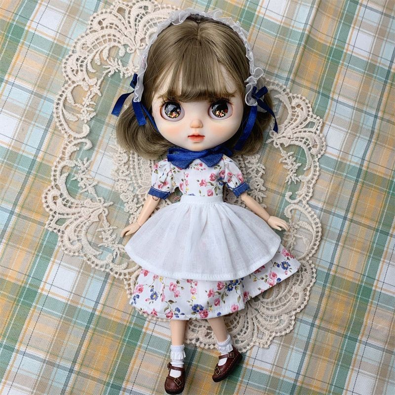 [blythe Doll Clothes] เดรสลายดอกไม้กุหลาบน่ารัก ชุดเจ้าหญิง azone Dress ob24