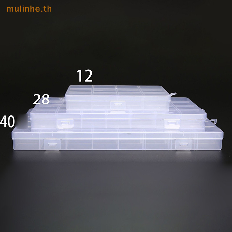 Mulinhe กล่องพลาสติกใส แบบพกพา 40 12 28 ช่อง พร้อมฝาปิด สําหรับเก็บเครื่องประดับ ต่างหู สกรู เล็บ TH