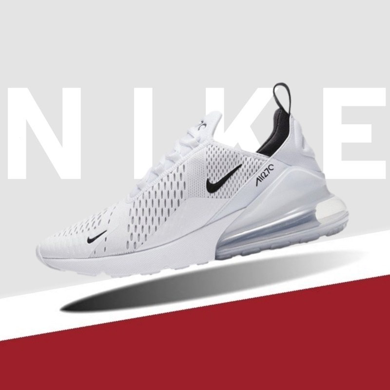 [ราคาพิเศษ/ของแท้] Nike Air max270 รองเท้าวิ่ง สีขาว สําหรับผู้ชาย ผู้หญิง ah8050