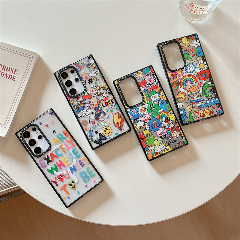 เคสโทรศัพท์มือถือแบบแข็ง ใส กันกระแทก ลายมอนสเตอร์ ผลไม้ พร้อมกล่องชาร์จแม่เหล็ก คุณภาพสูง สําหรับ Samsung Galaxy S24 S23 S22 Ultra S24 Plus