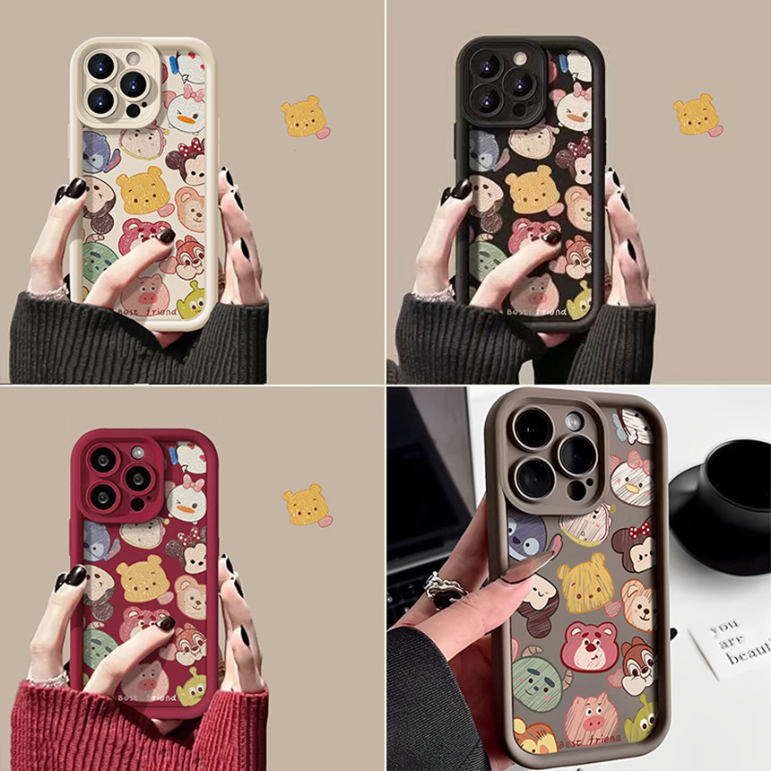 สําหรับoppo Reno 11F 4 5 11 10 8 Pro 8T 7Z 8Z 5Z 6Z 5F 5 7 8 6 Liteค ้ นหาX6 Pro A60 A79 5G Casing DisneyหมีLotsoน ่ ารักMickey Winnieคู ่ Angel Eyesโทรศัพท ์ นุ ่ ม ฝาครอบ