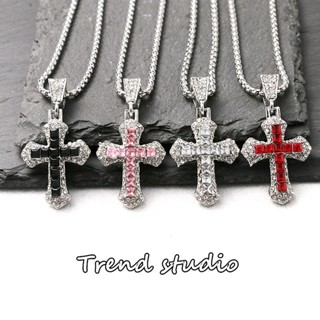 สร้อยคอไม้กางเขนสไตล์ฮิปฮอปมีสไตล์ แวววาวมาก วัสดุเหล็กไทเทเ…
