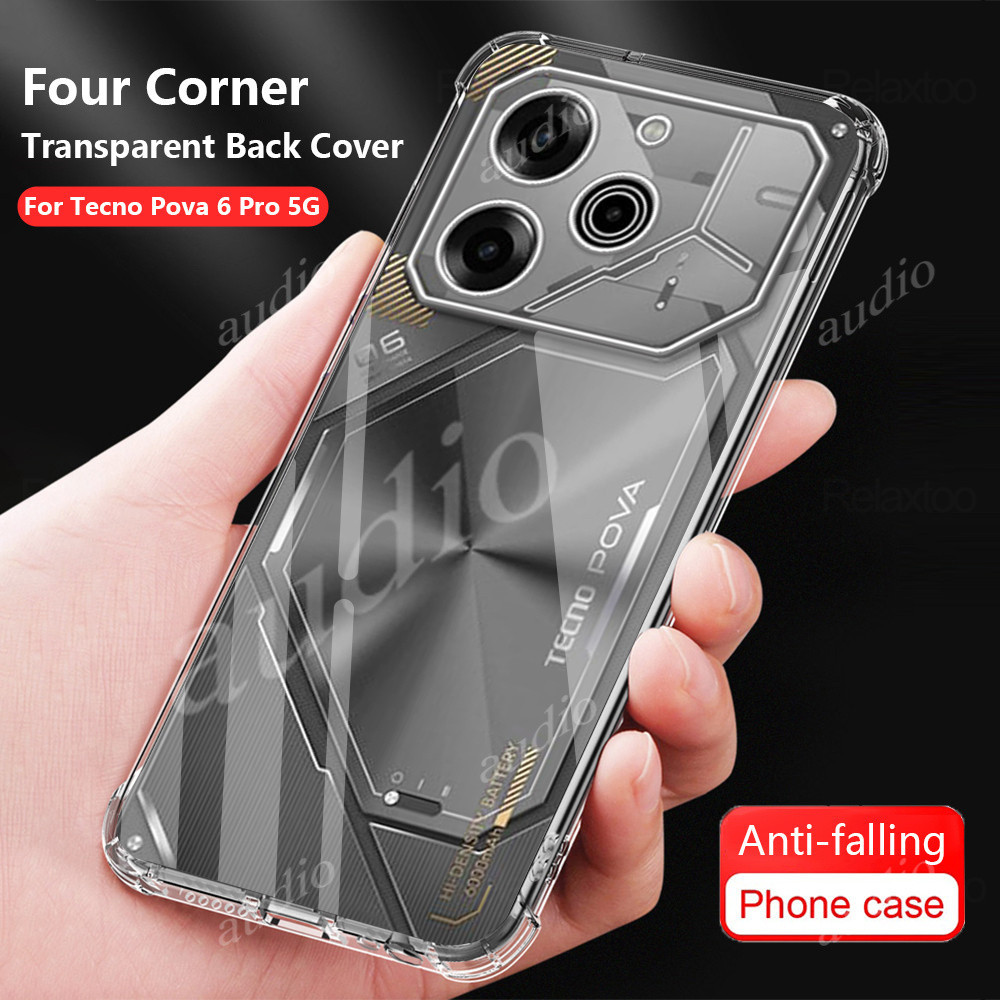 เคสโทรศัพท์มือถือ ซิลิโคนนิ่ม TPU ใส กันกระแทก สี่มุม สําหรับ Tecno Pova 6 Pro 6Pro 5G 2024 Tecno Po
