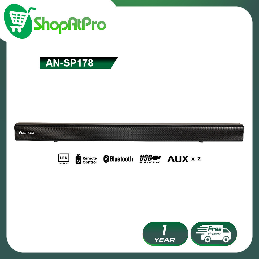 ใหม่ Aconatic Sound Bar 2.0ch พลังเสียง 20W รองรับ Bluetooth 5.2 รุ่น AN-SP178 (รับประกัน 1 ปี)