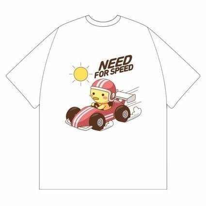 (จัดส่งตลอด 24 ชั่วโมง)เสื้อยืด Oversize ลาย ‘Racing Fever’ใส่ได้ทุกโอกาส คอตตอน 100%