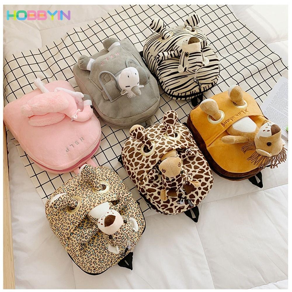 HOBBYIN กระเป๋าเป้สะพายหลัง ผ้ากํามะหยี่ขนนิ่ม รูปตุ๊กตาสัตว์ สําหรับเด็กผู้ชาย และเด็กผู้หญิง