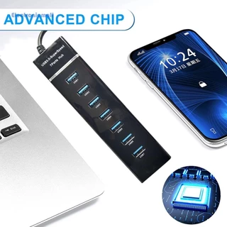 พอร์ต USB HUB 7in1 USB SuperSpeed ​​5Gbps Splitter สายยาว 1.2 ม. พร้อมไฟ LED สําหรับแล็ปท็อปพีซี