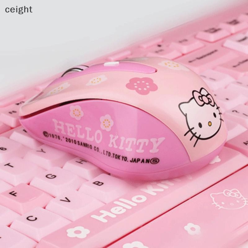 [ceight] 2.4g เมาส์คอมพิวเตอร์ไร้สาย Ergonomic Silent Creative Mouses Hallo Kitty เมาส์น่ารักสาวสีชมพูของขวัญสําหรับแล็ปท็อป PC MAC คอมพิวเตอร์ TH