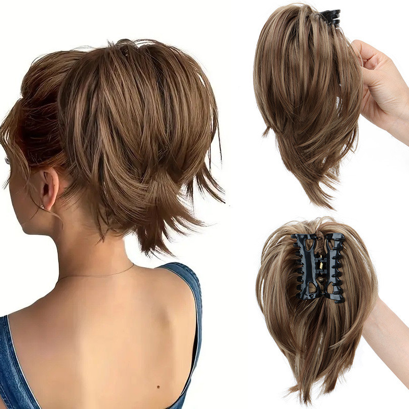 เล็บสังเคราะห์ Chignon Curly Hair Bun หางม้ายุ่ง Bun Hairpiece สําหรับผู้หญิงธรรมชาติผมแบบหนีบผมปลอม