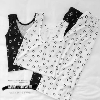 Hania Kids พร้อมส่ง ชุดเซ็ตเด็กผู้หญิงเสื้อกางเกงขายาว ผ้าร่องยืดได้ สไตล์เกาหลี K3124219