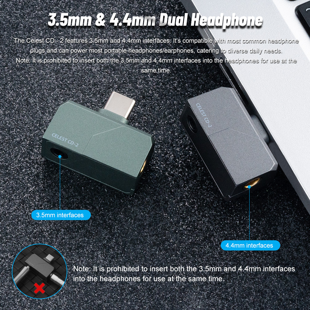 Celes CD-2 แบบพกพา DAC เครื่องขยายเสียงหูฟัง DSD Amp HiFi รองรับ 32bit/384kHz 3.5 มม.4.4 มม.สําหรับ Android Win10