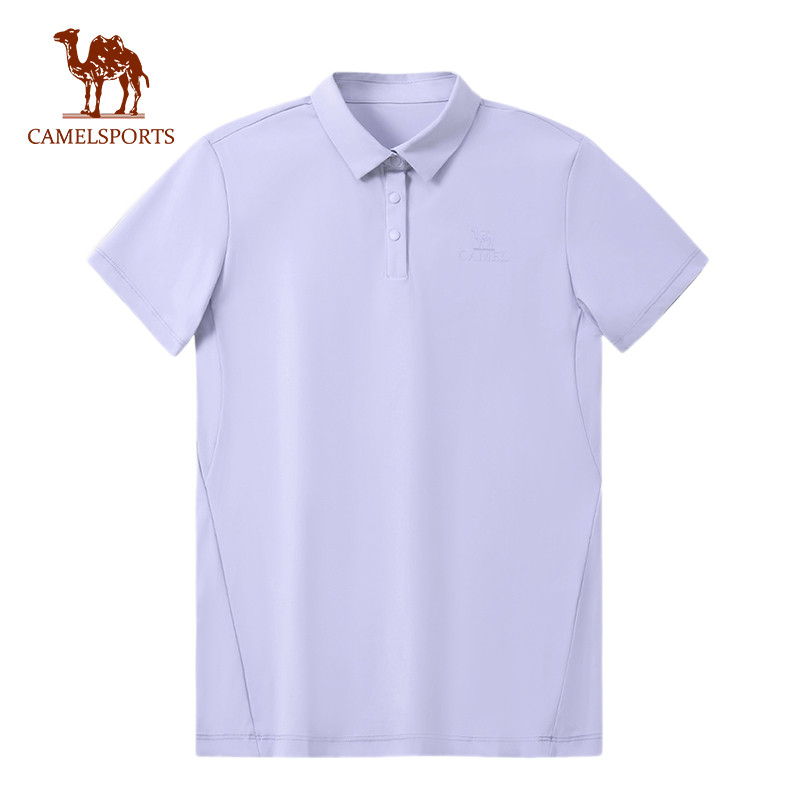 CAMEL SPORTS Outdoor Quick-Drying เสื้อยืดสําหรับผู้หญิงแขนสั้นปก Ice-Feeling ยืดหยุ่นต่อต้านริ้วรอย Breathable