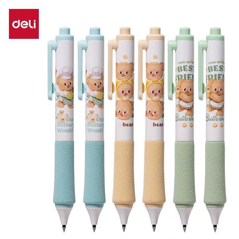 1pcs Deli X Butterbear Co Branded Smooth Ink Push ปากกาเจลสีดํา 0.5 มม.เครื่องเขียนนักเรียน - รูปที่ 4