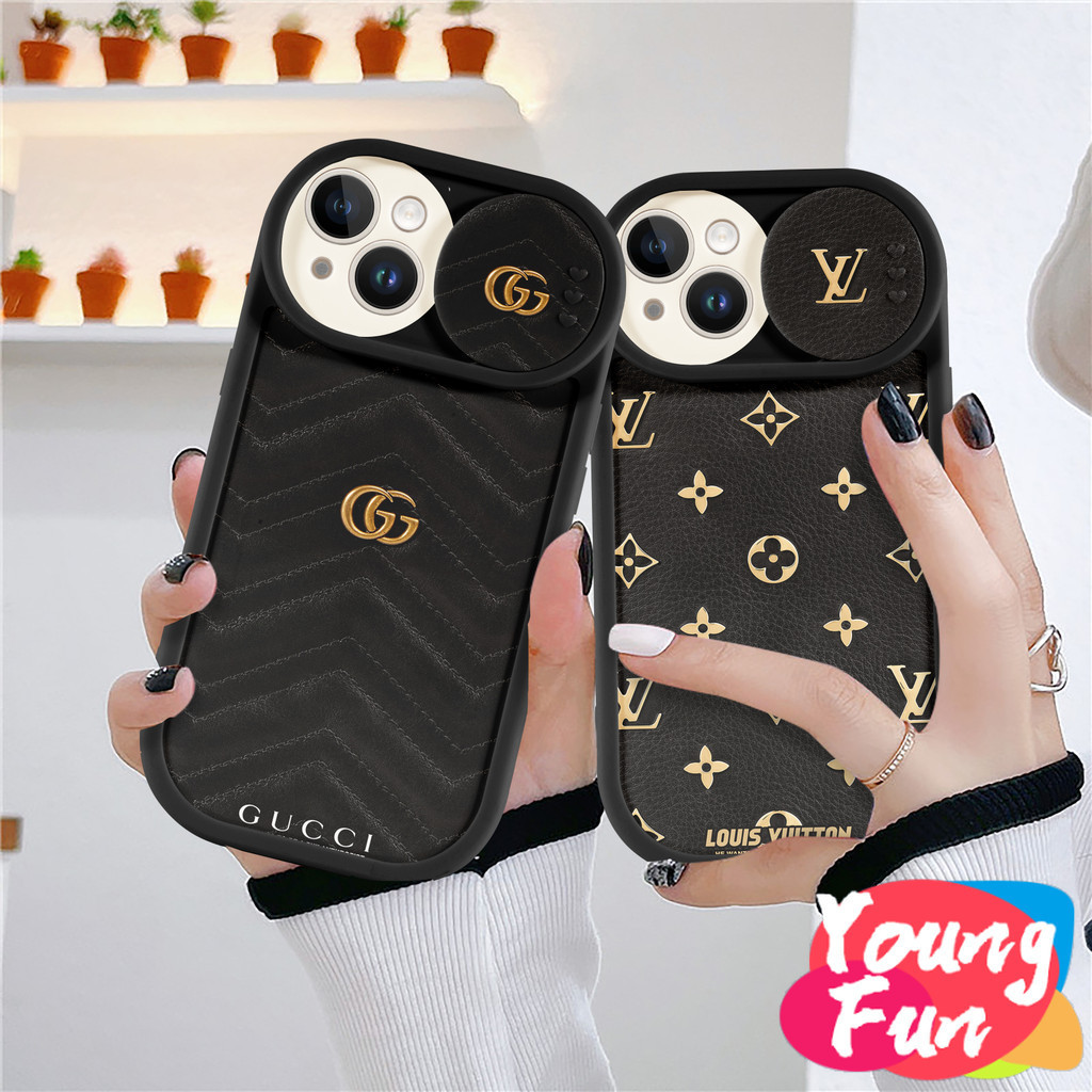 สําหรับ กุชชี่ iPhone 11 pro max 14 XR 13 11 12 Pro Max 8 7 6 6S Plus X Xs Max Se 2020 13 12 11 เคสโทรศัพท์มือถือ ทรงกลม แบบเลื่อนได้ แบรนด์แฟชั่นหรูหรา