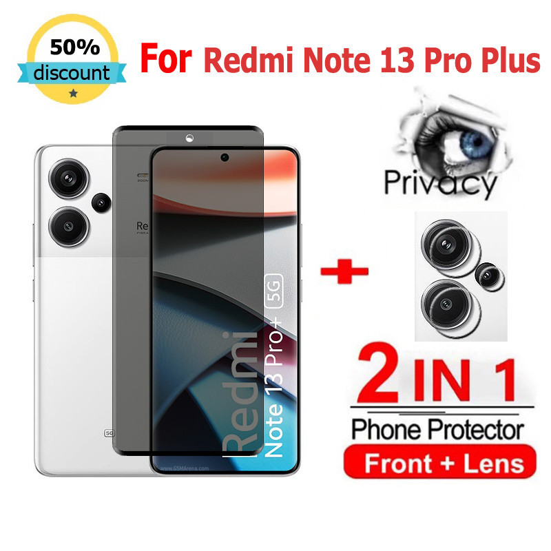 2 in 1 ฟิล์ม Redmi Note 13 Pro Plus ฟิล์มกระจกนิรภัยกันรอยหน้าจอ กันแอบมอง เพื่อความเป็นส่วนตัว สําหรับ Xiaomi 14 Pro POCO M5s C65 M6 X6 Pro 5G Redmi Note 13 13C 12C 12 A2 Plus ฟิล์มกันรอย ฟิล์มกล้อง