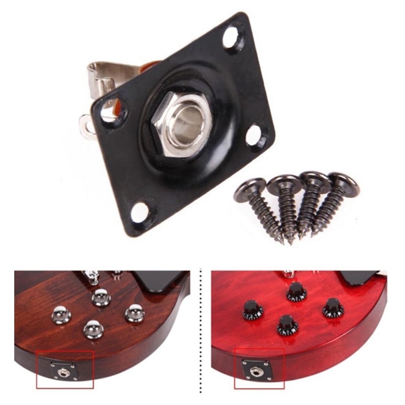 Mon Metal Output Input Jacks Plate Screws Guitar Replacement Parts 1 4in Square Output Jacks Plate G